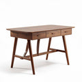 Wooden writing desk with three drawers in walnut finish 120 x 60 x 75cm