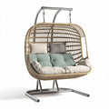 Hanging rattan swing chair with steel frame and removable cushions 150 x 100 x 120cm