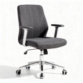 Ergonomic office chair with adjustable height and grey fabric upholstery