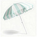 Striped beach umbrella in mint green and white polyester 70 x 70 x 200cm