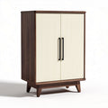 Wooden storage cabinet with ribbed doors 80 x 40 x 120cm for living room use