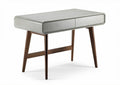 Wooden side table with two drawers in light gray finish 100 x 50 x 75cm