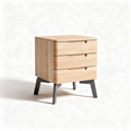 Wooden nightstand with three drawers 40 x 40 x 50cm natural finish