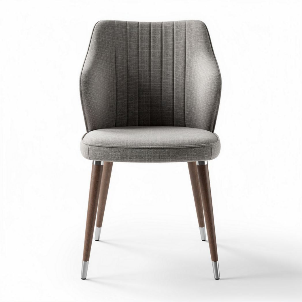Fabric upholstered dining chair with wood legs in gray 55 x 55 x 80cm