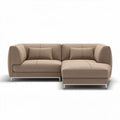 Modular sectional sofa in beige fabric with removable cushions and chrome legs