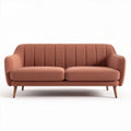 Modern mid-century style sofa in terracotta fabric 190 x 80 x 85cm